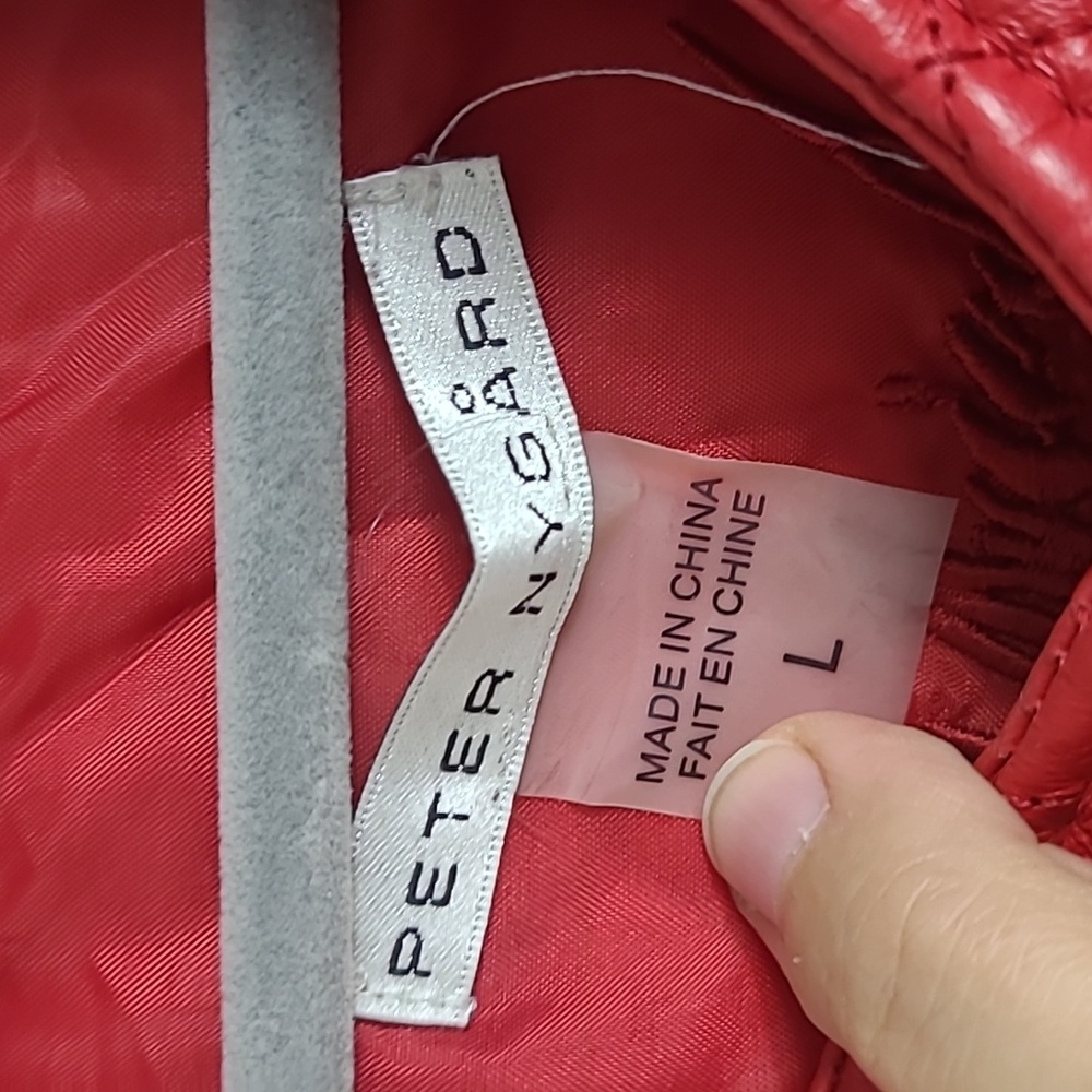 Peter nygard red jacket 100% leather size Large - Picture 6 of 9